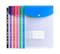 Pochettes perforées transparentes 11 trous pour documents de bureau | Pochettes porte-documents en PP durable avec 11 trous, conçues pour une organisation efficace au bureau 6pcs A