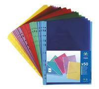 Pochettes perforées VIQUEL A4 polypropylène couleur lisse 5/100e Boite de 50