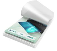 ACROPAQ Feuille plastifieuse A3 - Pack de 50 pochettes de plastification, 2x125 (250) micron, Finition brillante, Coins pré-arrondis - Feuilles plastifieuse A3, Papier plastifieuse, Film à plastifier