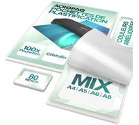 Pochettes plastifieuses - ACROPAQ - MIX 100 (A4/A5/A6/A8) - 80 µm - 100 pièces - Bords arrondis, finition brillante