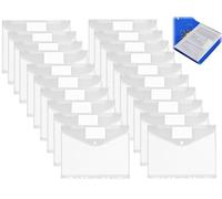 Pochettes Plastique A4,20pcs Pochette Plastique A4 Perforée avec Rabat,Porte Documents A4,Transparente Protege Document A4s,Chemise Plastiques A4s à Bouton Pression