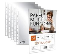 Pochettes Plastiques A4 Transparentes, Pack de Pochettes Plastiques Multi-trous pour Feuilles + Feuilles A4 Pack avec 100 Feuilles de 90gr Polyvalent - Ofituria (10 Pochettes + 100 Feuilles A4 90gr)