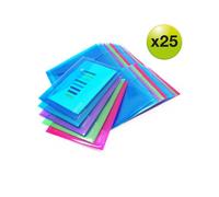 Rapesco 1498 ECO Pochette à Bouton Pression Recyclé, A5, Couleurs Vives Transparentes Assorties, Lot de 25