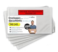 Pochettes Porte-Documents Adhésives 240x140mm, Packing List, Enveloppes Transparentes pour Expéditions, Factures, Bons de Livraison, Résistantes à l’Eau avec Forte Adhésion - m-office (1000 pcs)