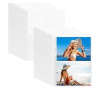 Pochettes Pour Cartes De Collection,120 Pièces Protège Page Photo,Pochette Transparentes Perforées A4,Classeur d'album Transparent,Pochettes Pour Cartes à Collectionner（22x15.5cm）