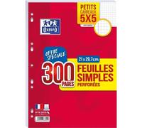 Pochettes pour classeurs à anneaux Oxford A4 quadrillées 300 feuilles