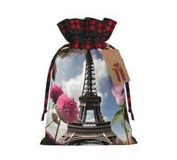 Pochettes réutilisables avec cordon de serrage et imprimé Tour Eiffel de Paris pour vacances, anniversaire, fête de mariage