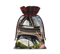 Pochettes réutilisables avec cordon de serrage et imprimé Tour Eiffel de Paris pour vacances, anniversaire, fête de mariage