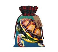 Pochettes réutilisables avec cordon de serrage Motif tortue de mer avec poissons