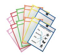 Pochettes Réutilisables Effaçables À Sec, Sac Transparent Pour Écriture Et Dessin, Brosse Sèche, Pochette Pour Fichier, Pour Enseigner Les Pastels Aux Enfants, 12 Pièces