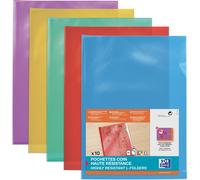 Pochettes transparentes Oxford DIN A4 en PVC couleurs assorties 0,15 mm 10 pochettes