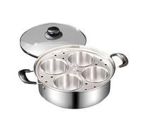 Pocheuse à œufs en acier inoxydable - Cuiseur à œufs mini à 4 compartiments | Cuiseur vapeur multi-usages pour plaques à induction - fonction maintien au chaud, diamètre 20 cm, chambre unique 7,5 cm,