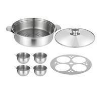 Pocheuse à œufs en métal efficace 4 tasses - Poêle universelle en acier inoxydable - Double couche - Cuite à la vapeur