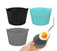 Pocheuse à œufs en silicone - Cuiseur à œufs réutilisables, tasses à pocher non collantes, machine à œufs résistants à la chaleur | 3 coquetiers pochés en silicone, doublures de friteuse à air
