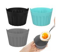 Pocheuse à œufs en silicone - Pocheuse à œufs en silicone | Coquetier à œufs | 3 petits coquetiers réutilisables | Machine à œufs pochés, revêtements de friteuse à air non collant, coquetier résistant