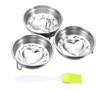 Pocheuse à œufs - Ensemble de 3 tasses en acier inoxydable pour œufs pochés, grille de cuisson à la vapeur antiadhésive avec poignée résistante à la chaleur, cuisinière multi-usage pour œufs au plat