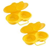 Pocheuse à œufs pour micro-ondes 2 cavités avec couvercle et poignée | Gadget de petit-déjeuner gris foncé lavable au lave-vaisselle, option d'ensemble assorti de poêles à omelette disponible