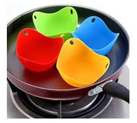 Pocheuses à Œufs en Silicone,4 Pcs Pocheuses à Oeufs en Silicone,Cuiseur vapeur œufs pochés,(vert, bleu, rouge, orange)