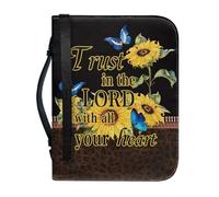 pochikiki-brand Housse pour Bible Lord Quote avec fermeture éclair citation de Dieu croix Bible sac à main pour église étui de transport en cuir PU sac à main pour femme