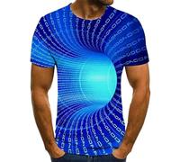 pochikiki-brand T-Shirts drôles et Originaux pour Hommes T-Shirt décontracté Fantaisie 3D Tourbillon Illusion d'optique Hauts à col Rond Effet 3D Manches Courtes