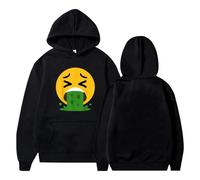 pochikiki- Sweat à Capuche Humoristique avec émoticône Jaune et Motif Graphique hilarant pour Femmes