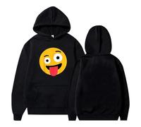 pochikiki- Sweat à Capuche Humoristique avec émoticône Jaune et Motif Graphique hilarant pour Femmes