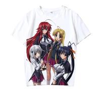 pochikiki- T-Shirt à Manches Courtes imprimé Ravel Blanc Anime Devil's High School Rias Gremory DXD Akeno Himejima