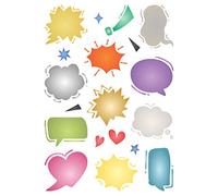 Pochoir à couches pour bulles de parole, 11,43 x 16,51 cm - Stencil Company Original Speech Ballons Pochoir pour ajouter de la texture, du design et des accents à des fonds de médias mixtes
