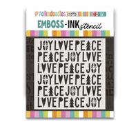 Pochoir à encre embossée Peace Joy Love 20,3 x 20,3 cm