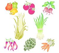 Pochoir à légumes - Maïs, tomates, radis, poivre, piment carottes, asperges, scallions L