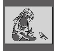 Pochoir Banksy Girl Bluebird - Format A4 - Pochoir pour peinture, mur, sol, meubles ou tissu