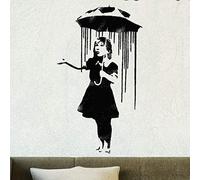 Pochoir Banksy - Nola Ombrelle Rain Fille | Réutilisable Décor Maison & Art Artisanat Peinture Pochoir - semi transparent pochoir, XXXL/ 68X118CM