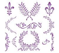 Pochoir classique - 16,5 x 16,5 cm (M) - réutilisable - Couronne de laurier, pochoir mural gothique