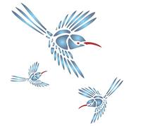 Pochoir Colibri 16,5 x 16,5 cm (S) - Grand modèle de pochoirs mural réutilisable pour oiseaux de jardin