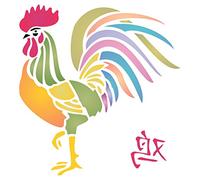 Pochoir Coq 20,3 x 21,6 cm - Année chinoise du coq Poulet Oiseau de la Ferme Animal