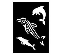 KI-SIGN Pochoir Dauphin 7x10 cm - Adhésif, repositionnable, réutilisable