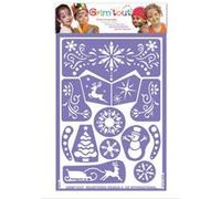 GRIM'TOUT Pochoir Maquillage Enfant - Reine des Neiges - 21x15 cm - Reutilisable et Lavable - Fête, Kermesse et Anniversaire - Kit Peinture Visage, Dessin, Tatouage Temporaire - Fille, Garçon