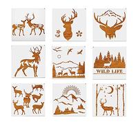Pochoir De Montagne De Deer Forest, Forêt Rennes Pochoir, Dessin En Plastique Tableaux D'animaux, Poschoirs De Peinture Diy Pour La Peinture Sur Bois Mur De Noël Décors À La Maison