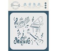 Pochoir de musique 16,5 x 16,5 cm (M) - Médias mixtes, piano guitare, mots de musique, pochoirs pour peinture