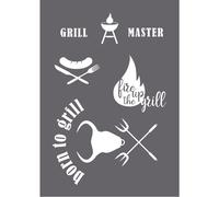 Pochoir De Sérigraphie "Grill Master" A4, 1 Pochoir+1 Spatule,