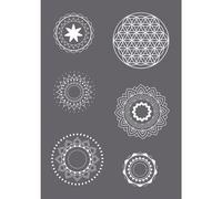Rayher Pochoir de sérigraphie Mandala A5 – adhésif + spatule, gris