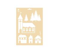 Pochoir déco - A4 - Village - Blanc - Plastique - Résine