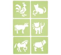 Pochoir - DTM - Animaux de la ferme - Paquet de 6 - 14 x 15 cm - Multicolore