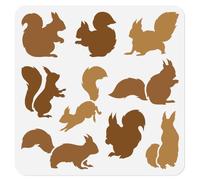 Pochoir écureuil à peindre - 30 x 30 cm - Réutilisable - En plastique - Pour dessiner des animaux de la forêt - En automne - Bricolage - Modèle de couleur pour mur - Décoration d'intérieur - Bois de
