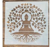 Pochoir en forme de feuille, 30 x 30 cm, motif mandala, arbre de vie, peinture murale, scrapbooking, coloriage, gravure, album décoratif, style 3
