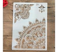 Pochoir feuille A4 29 x 21 cm Mandala Pochoirs Peinture Murale Scrapbooking Coloriage Gaufrage Album Décoratif Papier Carte Modèle Style 12