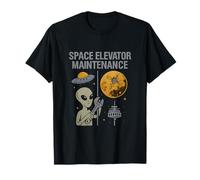 Pochoir Graphique Alien Entretien de l'ascenseur Spatial T-Shirt