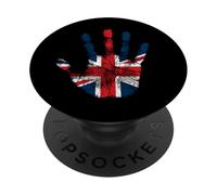 Pochoir imprimé Drapeau Britannique Patriotique ADN à la Main PopSockets PopGrip Adhésif