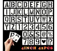 Pochoir Lettre Alphabet Pochoirs Chiffres Alphabets Pauchoire Numéro Symboles Pochoirs Plastique Réutilisables pour DIY Artisanat Décorat Écriture de Bricolage (4 Pouces)