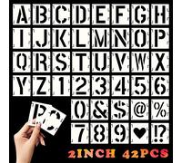 Pochoir Lettre Alphabet Pochoirs Chiffres Alphabets Pauchoire Numéro Symboles Pochoirs Plastique Réutilisables pour DIY Artisanat Décorat Écriture de Bricolage (2 Pouces)